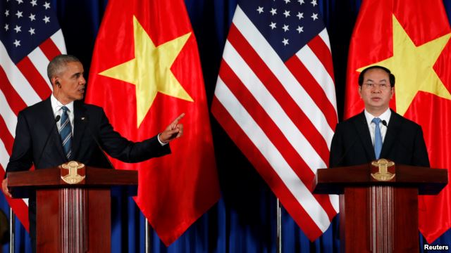 Obama và Trần Đại Quang trong cuộc họp báo chung ngày 23/5/2016. (Ảnh: Reuters)