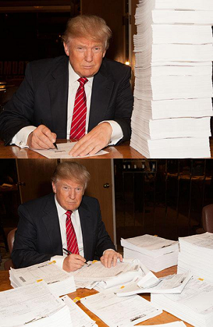 Donald Trump đăng hình ký hồ sơ khai thuế lên Twitter ngày 15-10-2015.